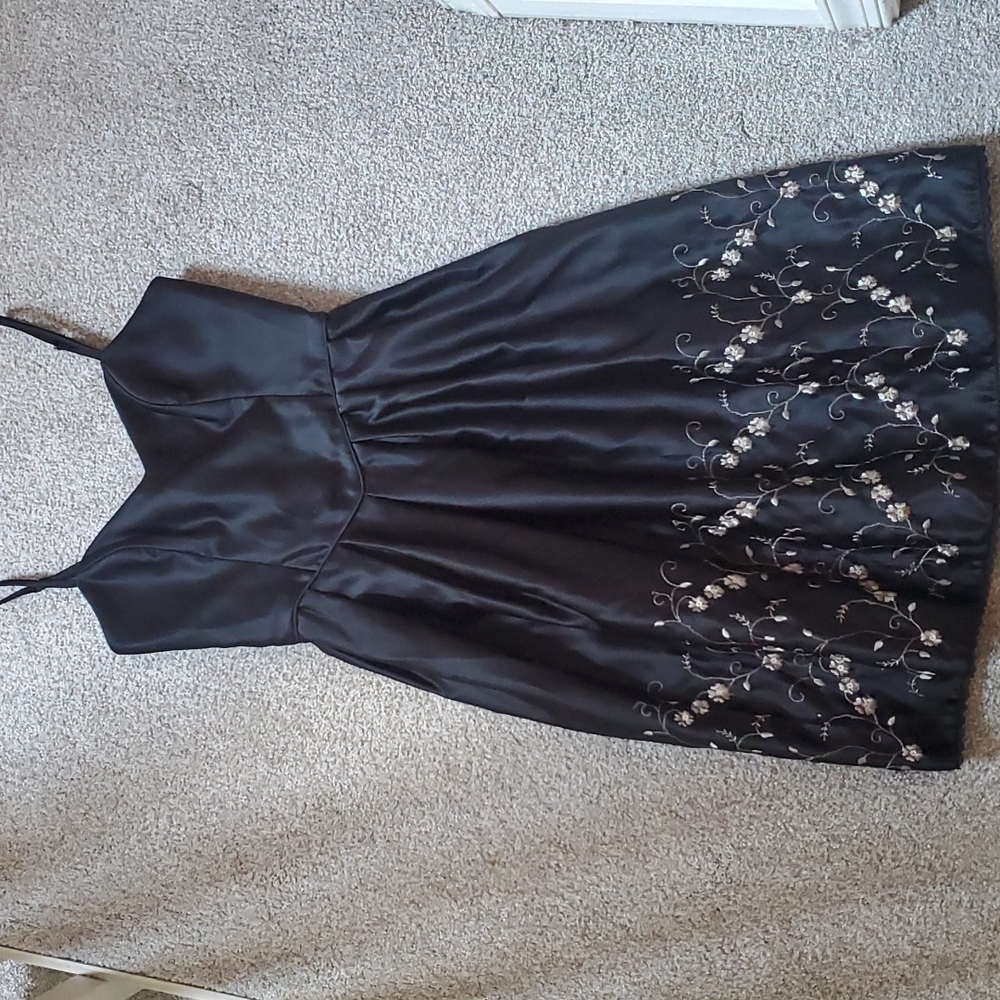 Betsey Johnson Evening black satin dress, size S